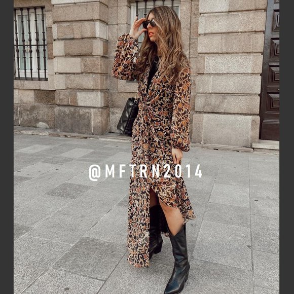 SOLD! ZARA Long Dress with Knot Detail - Picture 8 of 16